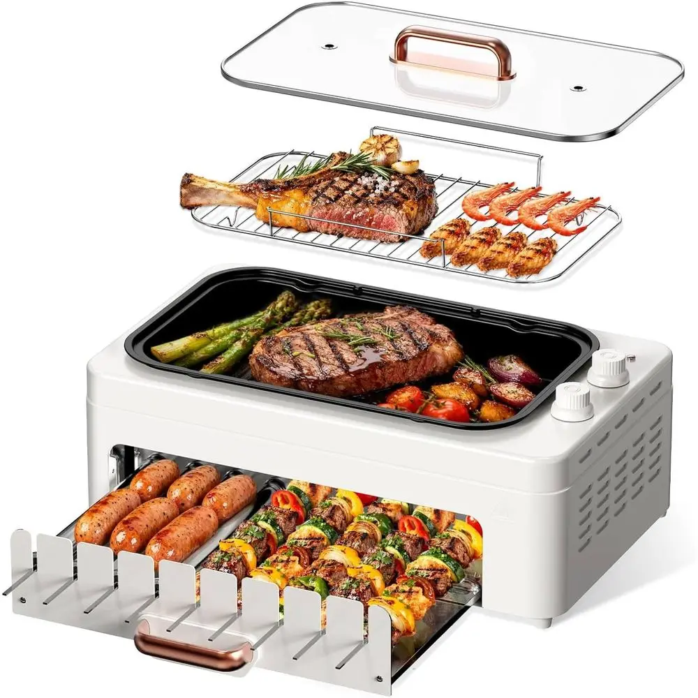 4-in-1 Indoor Countertop Grill - Hot Dog Roller Grill review and price